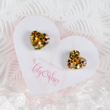 Load image into Gallery viewer, GLITTER HEART STUDS