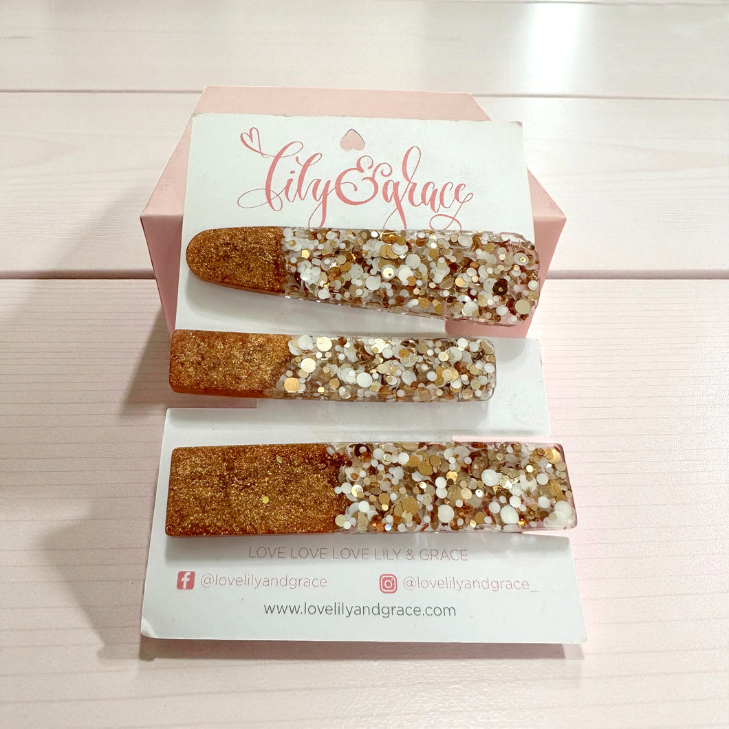 GLITTER FILLED RESIN HAIR GRIPS 002