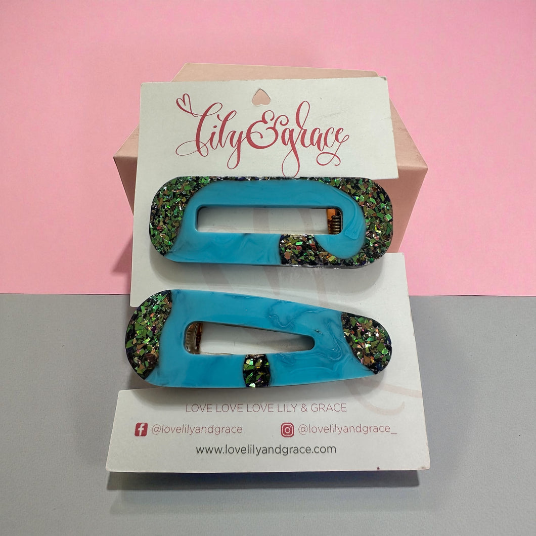 GLITTER FILLED RESIN HAIR GRIPS 004