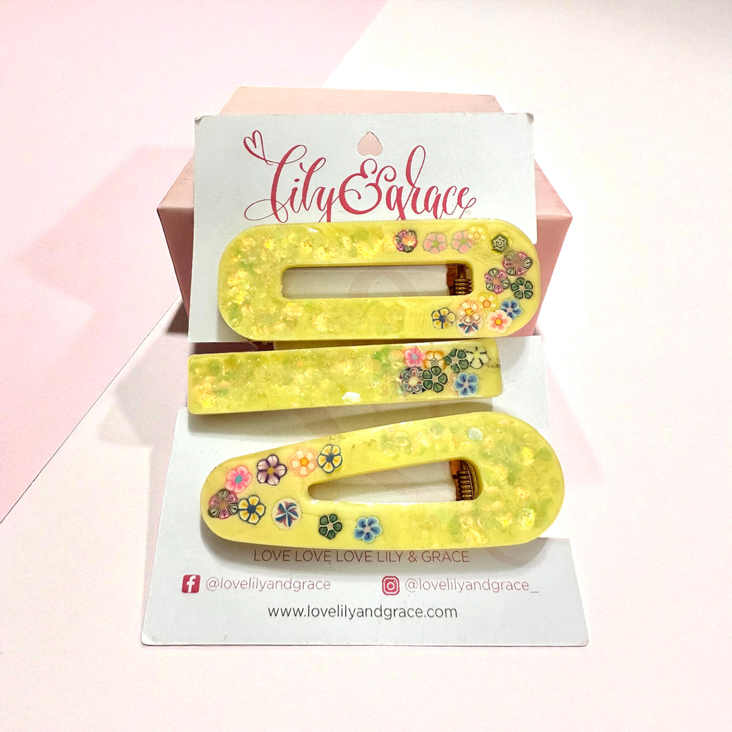 GLITTER FILLED RESIN HAIR GRIPS 003