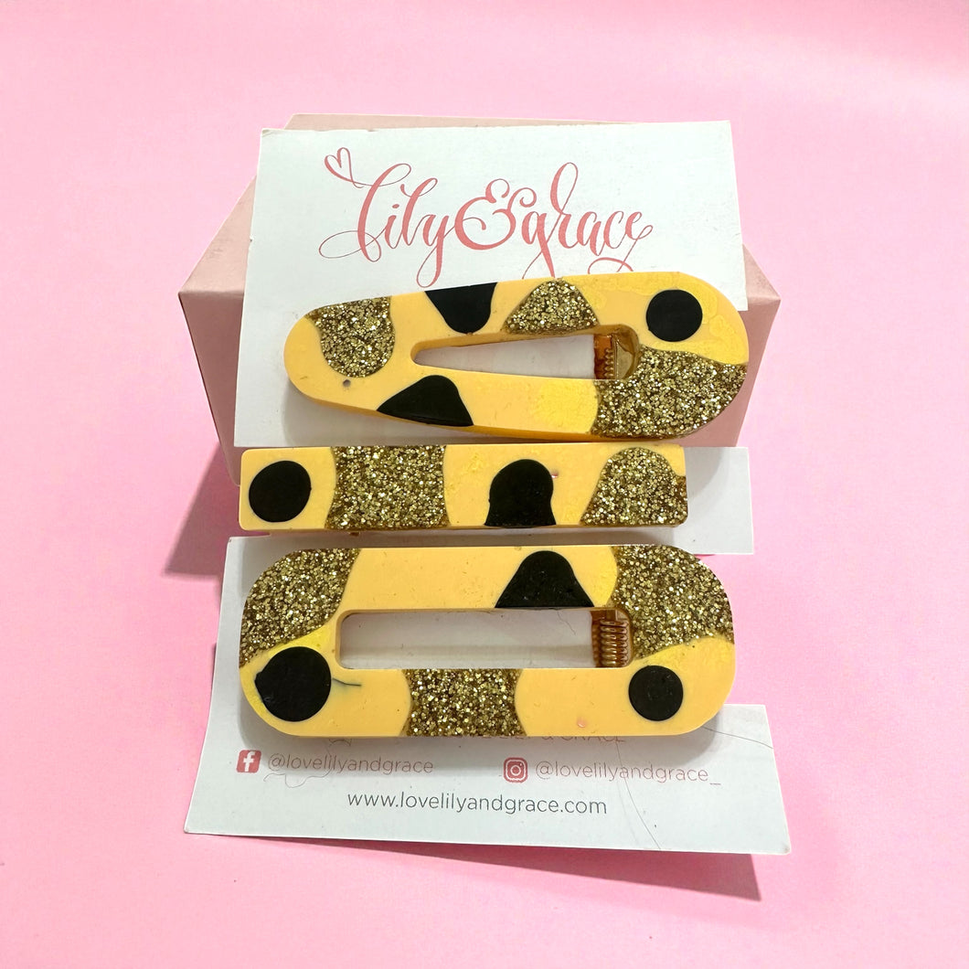 GLITTER FILLED RESIN HAIR GRIPS 005