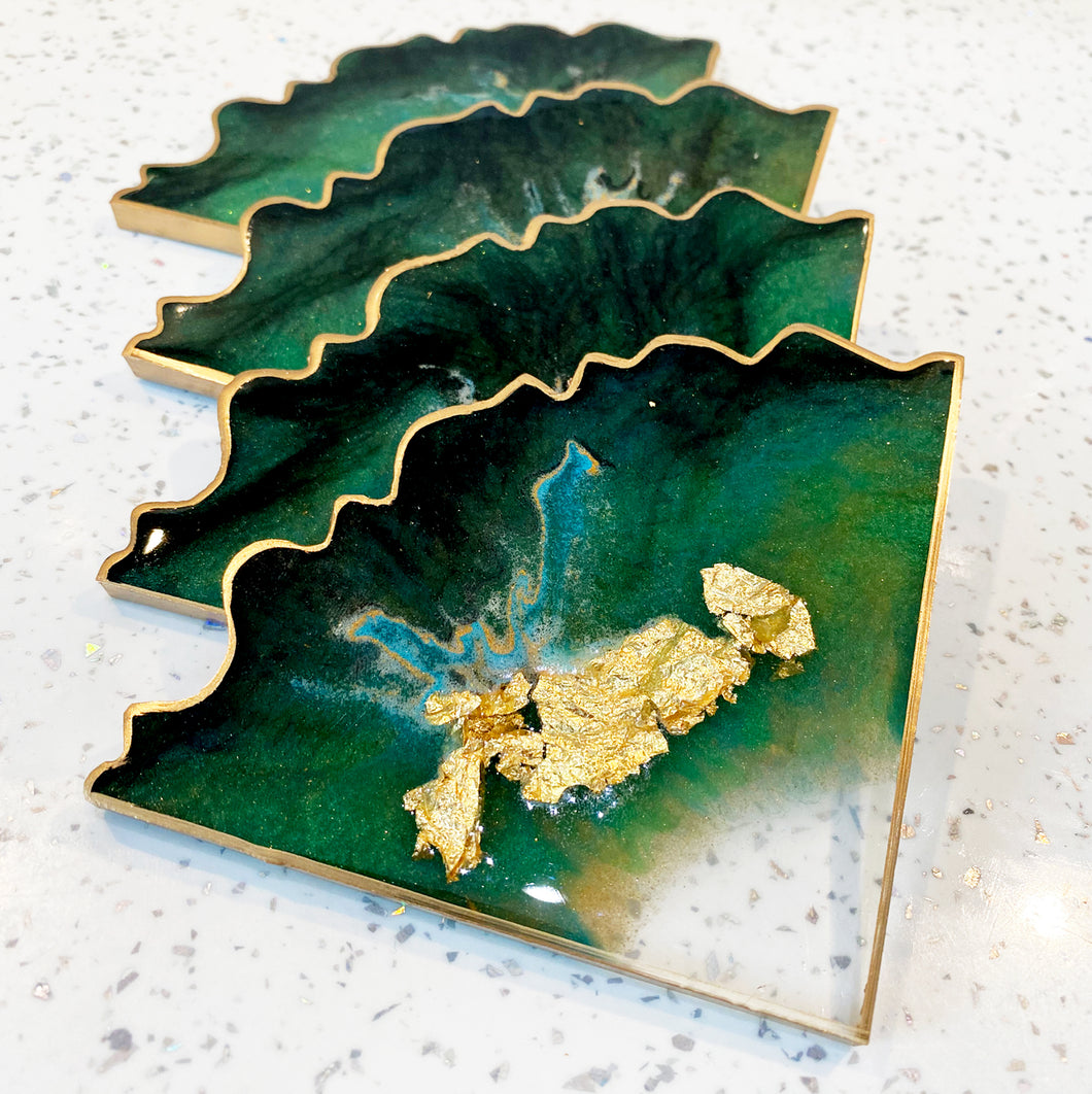 CHRISTMAS GREEN COASTERS