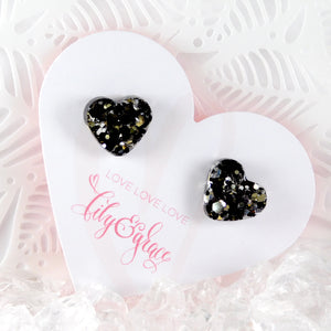 GLITTER HEART STUDS