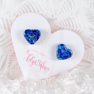 GLITTER HEART STUDS