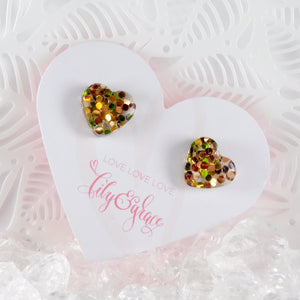 GLITTER HEART STUDS