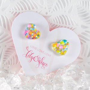 GLITTER HEART STUDS