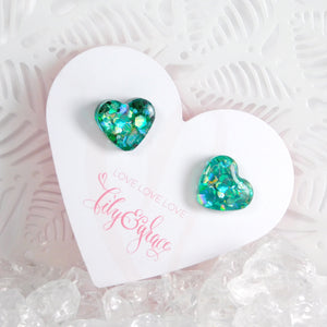 GLITTER HEART STUDS