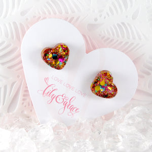 GLITTER HEART STUDS